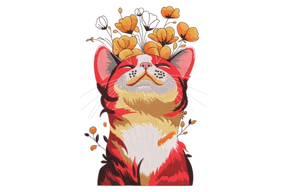 Beautiful Cat Flower Embroidery Review