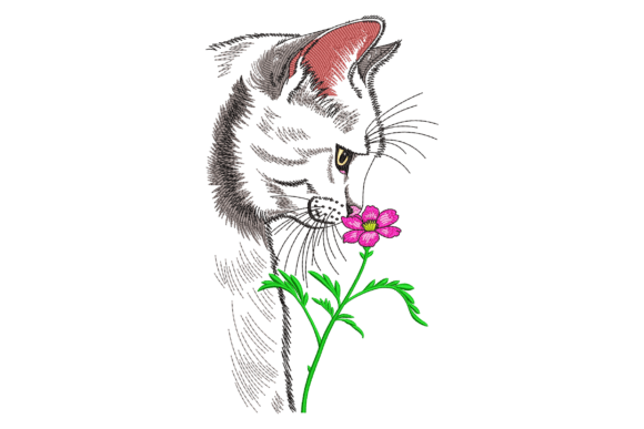 Cat with Flower Embroidery Design Review