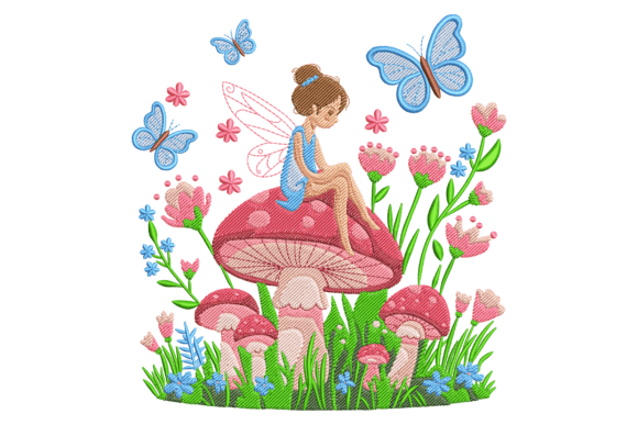 Fairy Sitting on Mushroom Embroidery Review