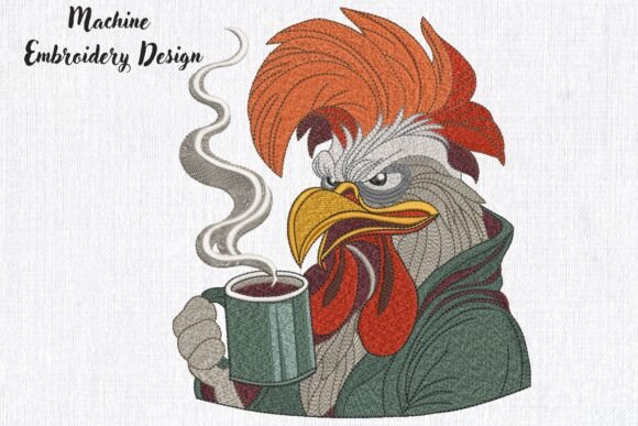 Grumpy Coffee Rooster Embroidery Review