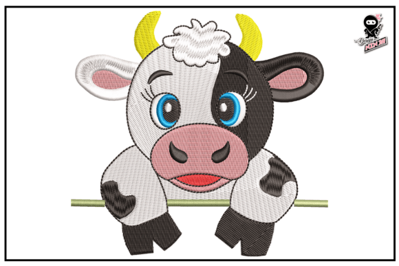 Peeking Baby Cow Embroidery Design